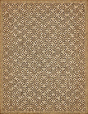 Unique Loom Outdoor Trellis Spiral Machine Made Geometric Rug Light Brown, Brown/Cream/Light Brown/Gold 9' 0" x 12' 2"