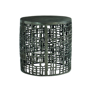 Bernhardt Bernhardt Aaron Cast-Aluminum Chairside Table In Graphite Finish With Open Geometric Sculptural Sides 379162