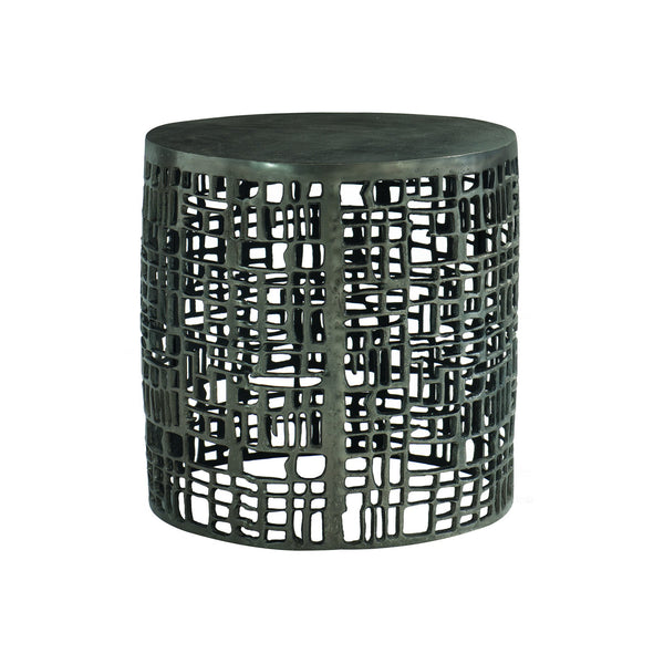 Bernhardt Bernhardt Aaron Cast-Aluminum Chairside Table In Graphite Finish With Open Geometric Sculptural Sides 379162