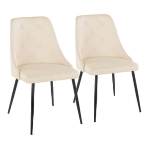 English Elm Giovanni Contemporary Dining Chair Set Of 2 In Cream Faux Leather & Black Metal – Stylish Comfort B202P223573