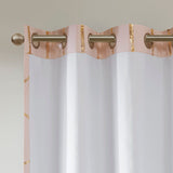 Intelligent Design Raina Casual Total Blackout Metallic Print Grommet Top Curtain Panel ID40-1616 Blush/Gold