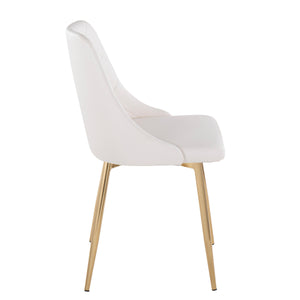 English Elm Marche Modern Dining Chairs Set Of 2 - Gold Metal Legs & White Faux Leather, Stylish Comfort Upgrade B202S01259