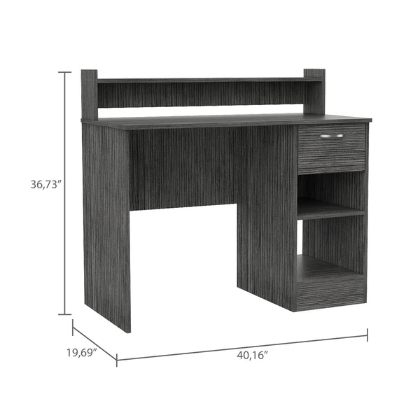 English Elm Manaos Grey Writing Computer Desk with Hutch, Multiple Shelves & Large Drawer for Compact Workspaces B070P188824