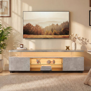 English Elm Tv Stand with Led Lighting Two Tone Mdf Entertainment Console for Gaming Living Room W2178P455923
