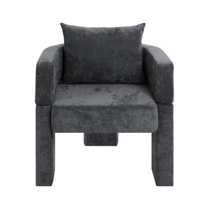 English Elm Modern Chenille 3-Leg Dining Chair with Ergonomic Arms and Removable Pillow, Supportive Comfy Accent Seating for Small Spaces Grey 31.5 L x 27.76 W x 15.16 H W1716P280599