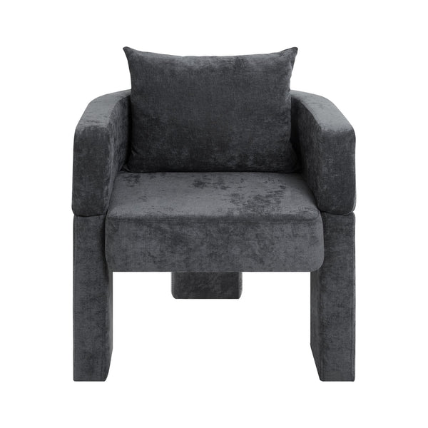 English Elm Modern Chenille 3-Leg Dining Chair with Ergonomic Arms and Removable Pillow, Supportive Comfy Accent Seating for Small Spaces Grey 31.5 L x 27.76 W x 15.16 H W1716P280599