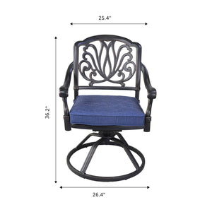 English Elm Patio Geneva Collection Aluminum Swivel Rocker Dining Chairs Set of 2 with All-Weather Cushions Navy B01051466