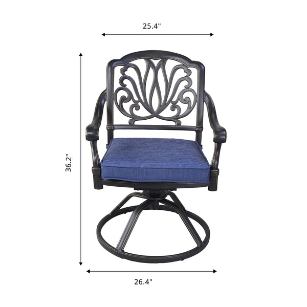 English Elm Patio Geneva Collection Aluminum Swivel Rocker Dining Chairs Set of 2 with All-Weather Cushions Navy B01051466