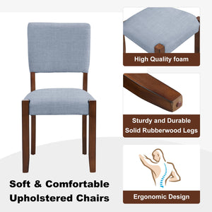 English Elm 5-Piece Counter Height Dining Set with Faux Marble Top and Upholstered Seats, Mid-Century Pub Charm Gray,White N752S000885E