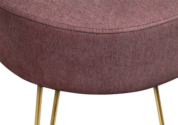 English Elm Ottoman, Plush 14" Round Pink Pouf with Gold Hairpin Legs — Versatile Footstool, Accent Seat, Modern Glam B2710P220007