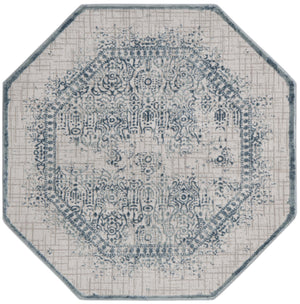 Unique Loom Aberdeen Stanhope Machine Made Border Rug Blue, Gray/Ivory 5' 3" x 5' 3"