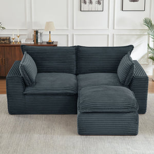 English Elm Loveseat Cloud Couch Corduroy Upholstered Modular Sofa for Relaxed Living Room Lounging Dark Grey W2339S00144
