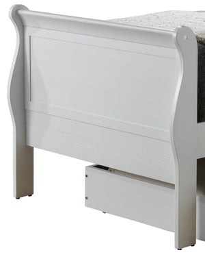 English Elm Elegant White Twin Storage Bed with Under-Bed Drawers, 44"H x 41"W x 87"D, Durable Particleboard Finish B078S00387