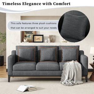 English Elm Mirod Three Seat Sofa Birch Legs Pocket Spring Support Contemporary Living Room Charcoal N760P243326R