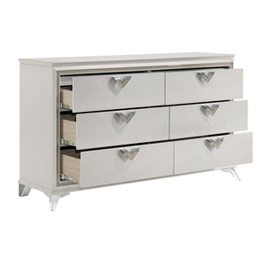 English Elm Antique 6-Drawer White Dresser 65" Modern Luxury Bedroom Storage Vintage-Inspired Solid Design B011P270974