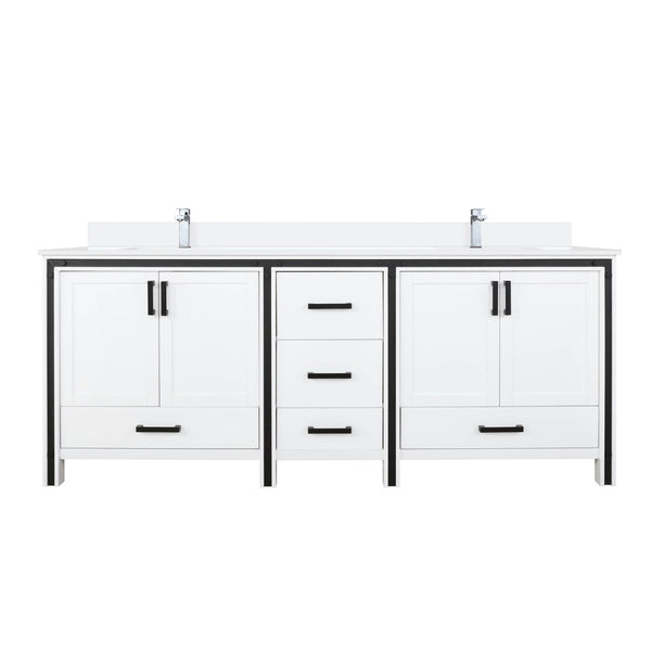English Elm White Double Bath Vanity With White Quartz Top & Faucet Set - Stylish Storage & Easy Maintenance B2731P260645-GIGA