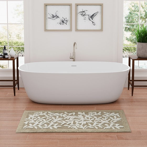 English Elm Cotton 24x60 Tufted Bath Rug with Plush 100% Cotton Pile, Non-Slip Spray Latex Backing for Comfort B035P203228