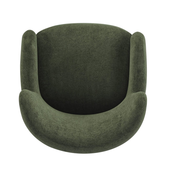 English Elm Christopher Knight Home® - Lucia Velvet Wingback Armchair with Pocket Spring Cushion, Mid-Century Birch Legs, Luxe Comfort Olive Green,Teak 31.5 L x 30.75 W x 30.5 H N776P205426G