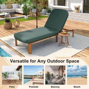 English Elm Outdoor Acacia Wood Chaise Lounge Reclining Patio Chair with Cushion for Poolside N719P445623F