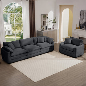 English Elm Mid-Century Modern 2-Piece Sectional Set In Grey Corduroy With Memory Foam For Ultimate Comfort W714S00836