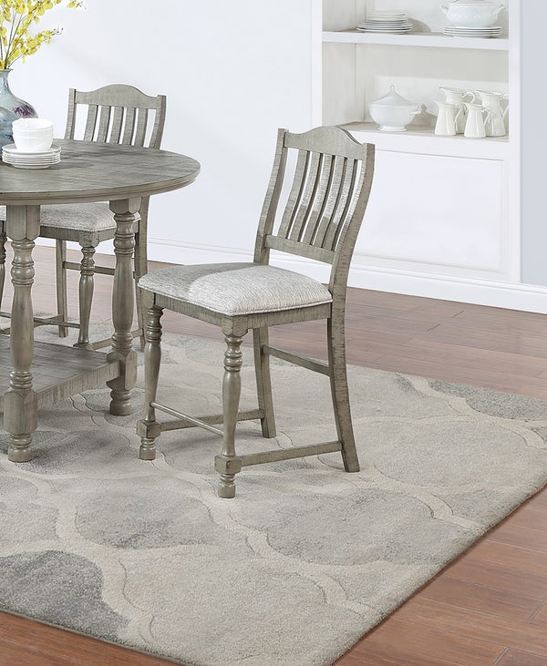 English Elm Dining Set Five Piece Round Counter Height Acacia Wood Table Four Upholstered Chairs B011S00974