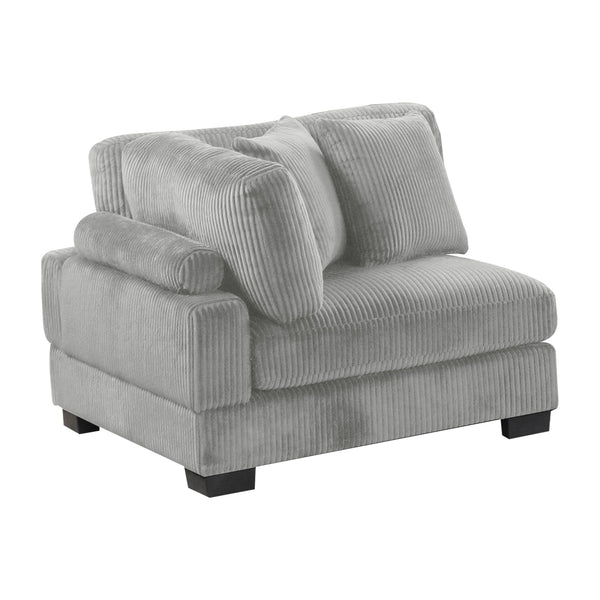 English Elm Bentley sculpted Corner Wedge chair with plush corduroy upholstery and solid wood frame for luxe seating Gray G150110450