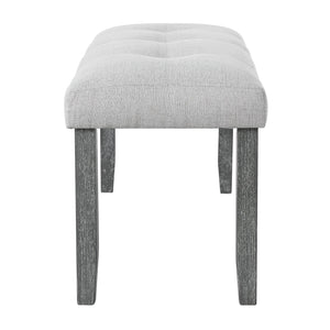 English Elm Upholstered Tufted Bench with LVL Rubber Wood Legs, Mid-Century Modern End of Bed Seating, 250lb Capacity Beige+Grey N752P294997E