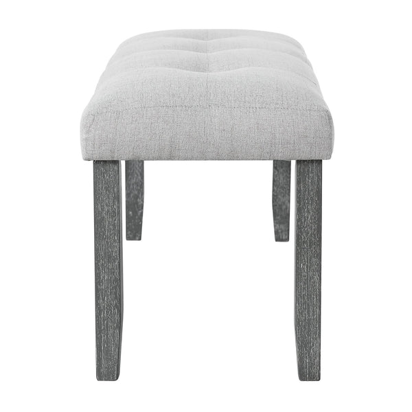 English Elm Upholstered Tufted Bench with LVL Rubber Wood Legs, Mid-Century Modern End of Bed Seating, 250lb Capacity Beige+Grey N752P294997E