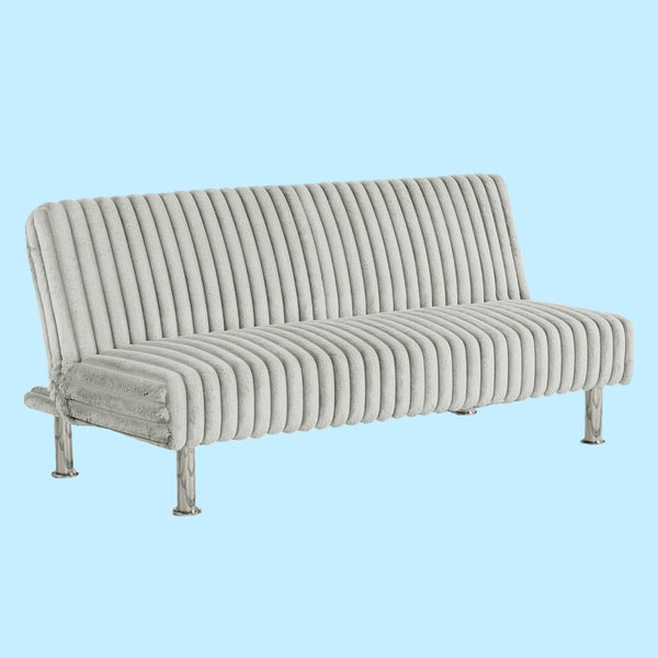 English Elm Contemporary Microfiber Futon Sofa Converts to Bed with Chrome Legs, Compact Space-Saving Design, Durable Upholstery Light Gray 67 L x 41 W x 9 H B2741P364369