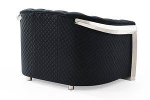 English Elm Sapphire G0593A-C Chair Black Velvet Tufted Armchair with Jeweled Buttons, Diamond Quilting & LED Lighting B078P286362