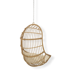 English Elm Christopher Knight Home® - BERKSHIRE Wicker Hanging Chair with 8ft Chain — Weather‑Resistant Faux Rattan Swing, 300 lb Capacity Brown+Beige 70843.00LBGE