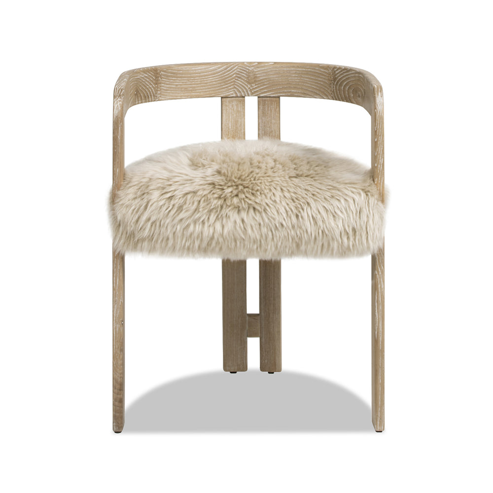 English Elm Jennifer Taylor Home - Millwick Solid Ash 21" Low Back Dining Chair with Natural Blonde New Zealand Sheepskin Fur Seat, Chic B2719P238363