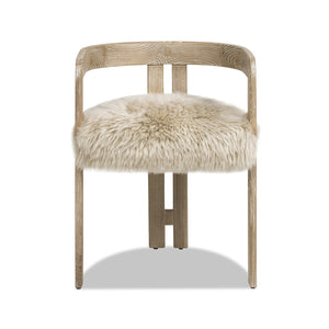 English Elm Jennifer Taylor Home - Millwick Solid Ash 21" Low Back Dining Chair with Natural Blonde New Zealand Sheepskin Fur Seat, Chic B2719P238363