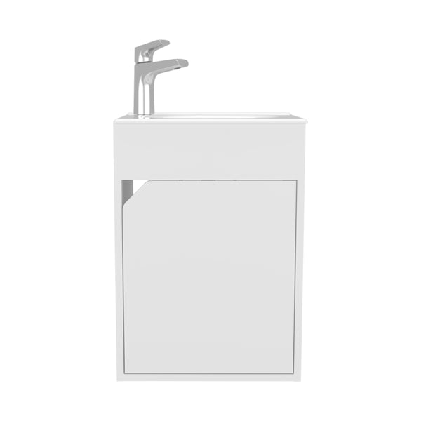 English Elm Hudson Modern Vanity Sink with Integrated Cabinet Storage, Compact Durable Engineered Wood for Bathrooms White B092P329249