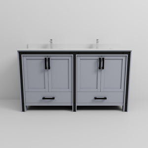 English Elm Dark Grey Double Bath Vanity With Cultured Marble Top & Chrome Faucet - Stylish Storage Solution! P1 B2731P260624-GIGA