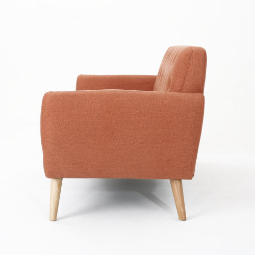 English Elm Christopher Knight Home® - Love mid-century two-seater loveseat with button-tufting, rolled arms, plush fabric and tapered legs Burnt Orange N771P202668C