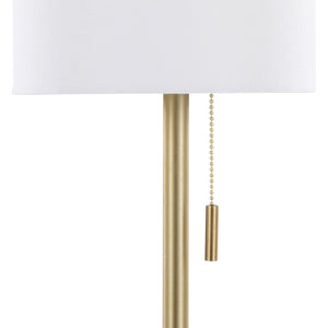 English Elm Metal Buffet Lamps with Gold Finish White Linen Shade and Usb Port Set of 2 B202P471590