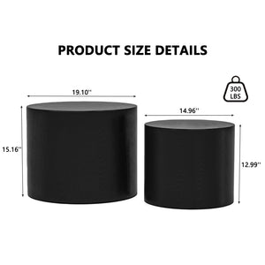 English Elm Nesting Round Coffee Tables Set of 2 Mdf Modern Matte Black for Small Living Spaces W3204P390985
