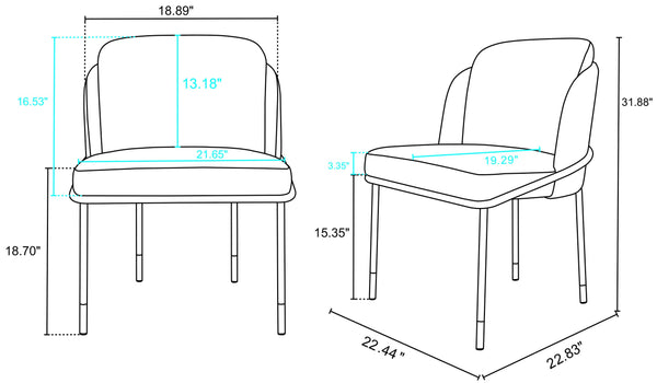 English Elm Flor Elegant Twill Weave Metal Dining Chair with High-Density Foam, Gold Ferrules, Fully Assembled Wheat B365P397762