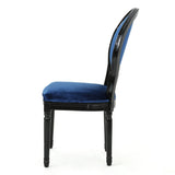 Christopher Knight Home® - Noble House - Leroy Traditional Navy Blue Velvet Dining Chairs With Gloss Black Finished Legs (Set Of 2)