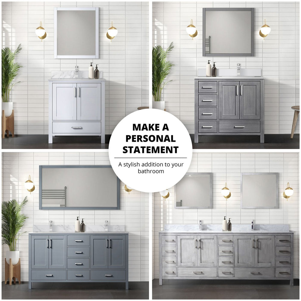 English Elm Distressed Grey Bathroom Vanity 30" W x 22" D with Carrara Marble Top, Soft-Close Storage & Mirror B2731S00675