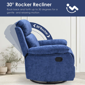 English Elm Small Swivel Rocker Recliner Compact Upholstered Accent Chair for Bedroom T3623P434287