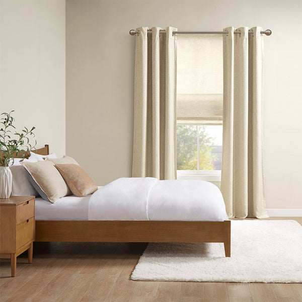 English Elm Printed Faux Silk Room Darkening Cordless Roman Shade with Thermal Backing, OEKO‑TEX Certified Energy Efficient Window Covering taupe 6.04 L x 11.42 W x 7.48 H B03598313