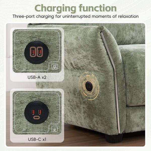 English Elm [video]142" Chenille U-shape Sectional Sofa with Usb Charging Ottoman Petal Arms 6 Seat N723S8038F