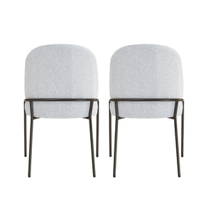 English Elm Modern Curved High Back Dining Chairs with Bronze Iron Frame Linen Upholstery Set of 2 N762P288935E