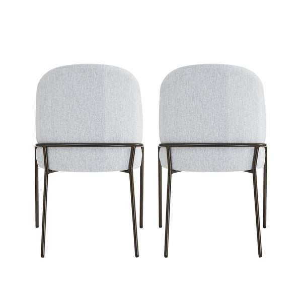 English Elm Modern Curved High Back Dining Chairs with Bronze Iron Frame Linen Upholstery Set of 2 N762P288935E