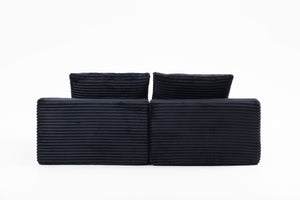 English Elm Double Cloud Plush Chaise Lounge Sofa Bed with Deep Seat, No Assembly, Ultra-Soft Corduroy Comfort Black W794S00004