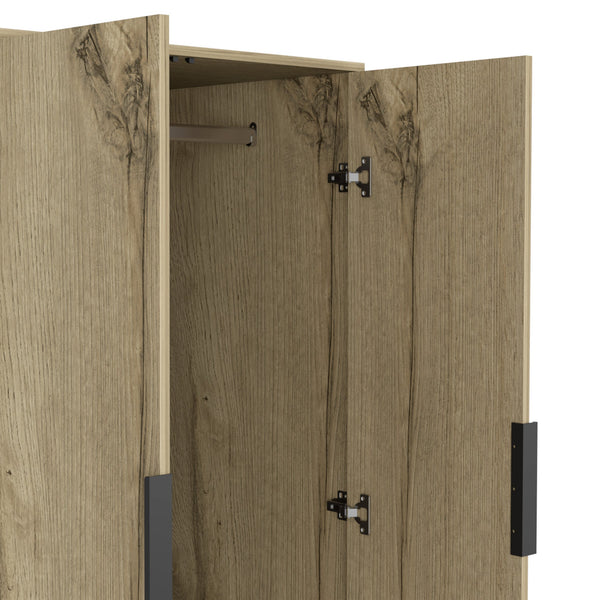 English Elm Nuvo Mid-century Oak Double Door Storage Cabinet with Hairpin Legs and Bottom Drawer B128S00208