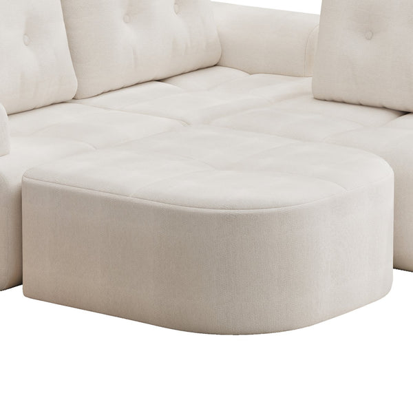 English Elm Modular Sectional Sofa with Chaise Full Foam Build Woven Fabric for Living Room Beige White W2379S00005