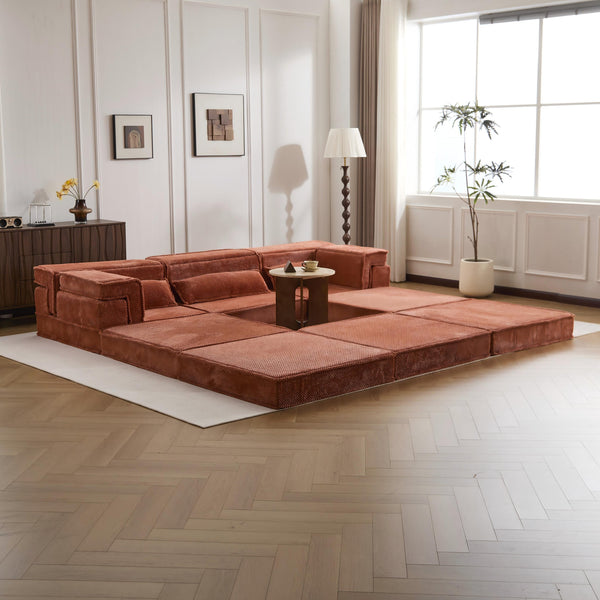 English Elm Compression Modular Sofa Bed – Cozy, Versatile 3-Seater With Ottoman, Soft Fleece, No Assembly Needed! W3723S00022